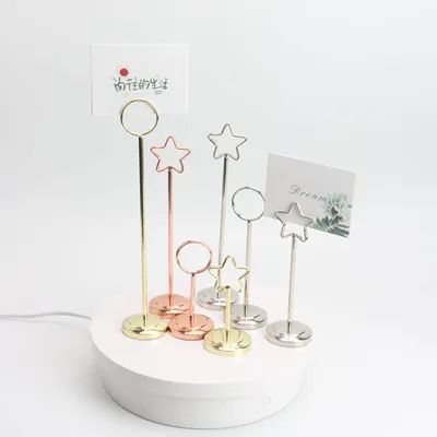 YS0801 Amazon Hot Clips Wholesale Circle Ring Star Shaped Place Note Name Card Clips  Memo Clip Stand Table Number Holder