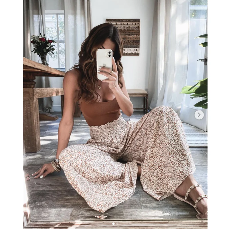 
Lady Printed Boho Beach Sweatpants Harem Palazzo Pants Long Wide Leg Loose Trousers beach outfits 