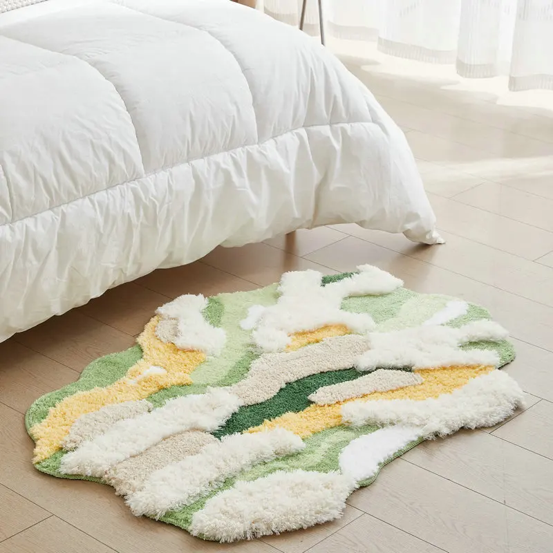 New Custom Plush Thickened Cream Wind Carpet Geometric Shapes Bedroom Carpet That Can Be Machine Washed For Home Use