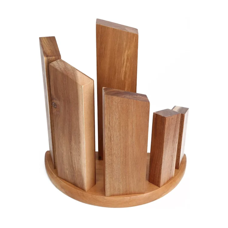 Круглый держатель для ножей из дерева акации 360, магнитный держатель для ножей, универсальная Магнитная стойка для ножей