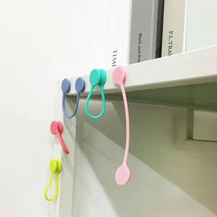 Reusable Used to fix items Round Cable Tie Silicone Magnetic Cable Ties Plastic Cable Ties