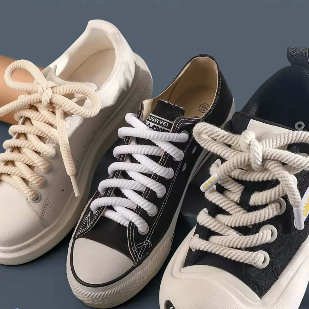 Круглые массивные шнурки толщиной 10 мм сменные спиральные для обуви кроссовок и парусиновых туфель