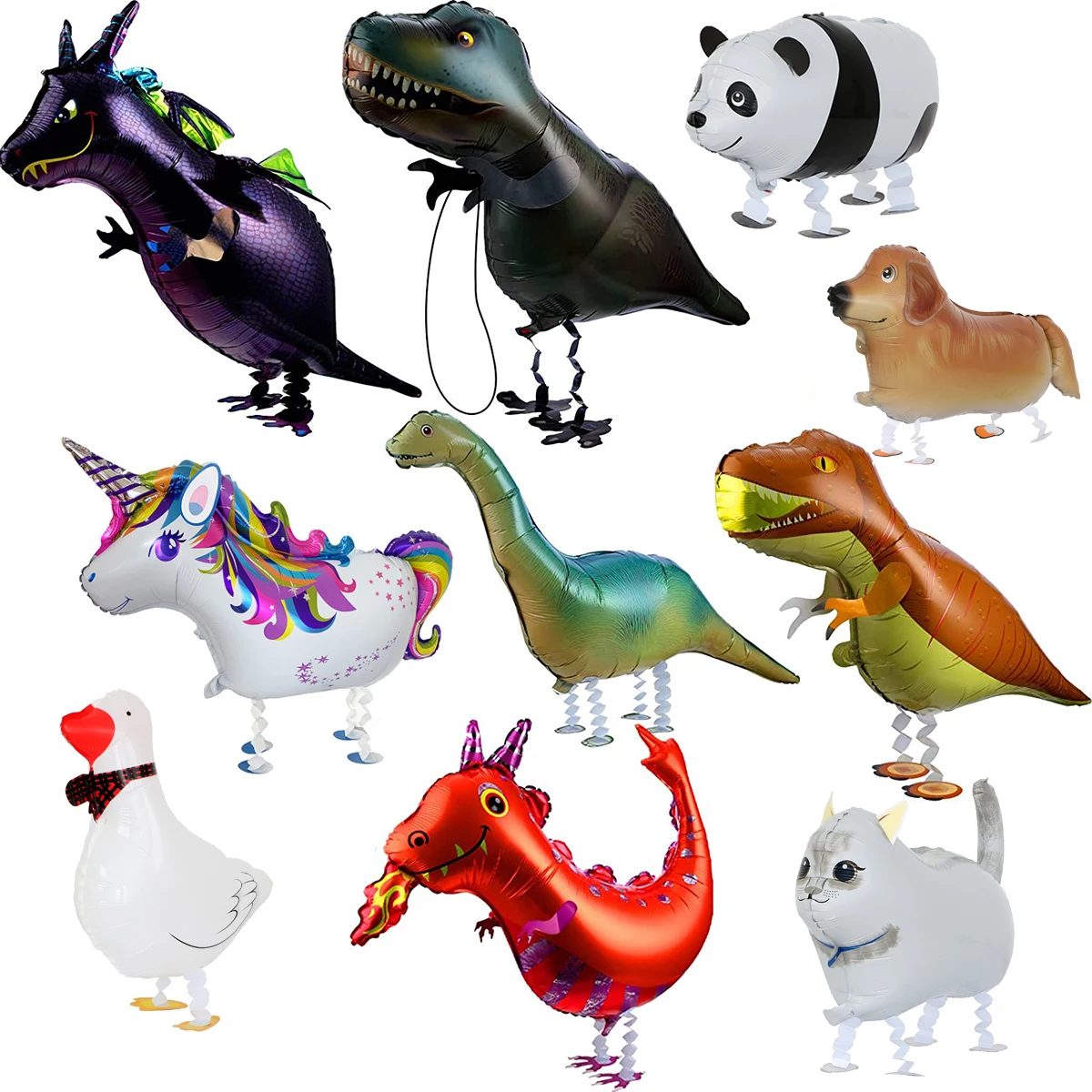 Woodland Dinosaur alpaca dog animals  large inflatable 3d mylar walking animal helium balloons