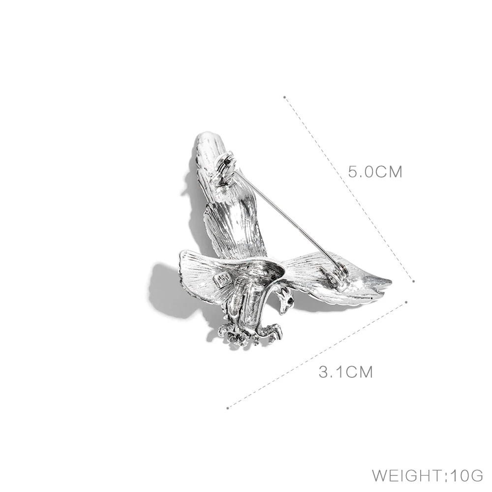 
2020 Fashion Jewelry Wholesale Animal Design Jewelry Crystal Rhinestone Alloy Silver Gold Eagle Brooches for Women And Men 
