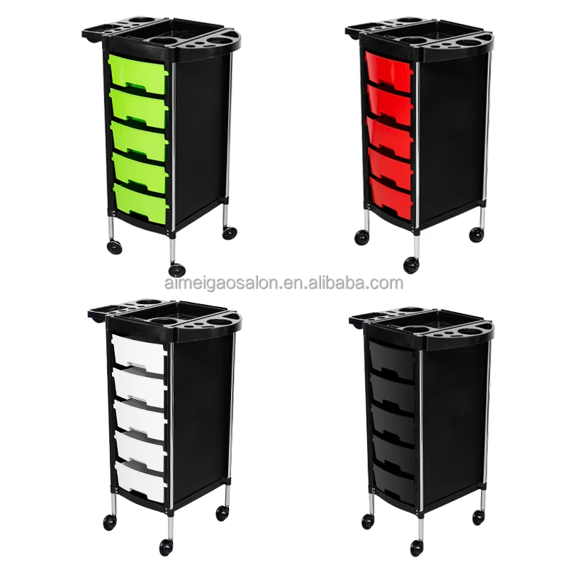 Hot Sales red Hair Salon Trolley Practical Mobile Trolley for Barber Shop Beauty Hairdresser Tool Cart Salon Furniture FT-04A