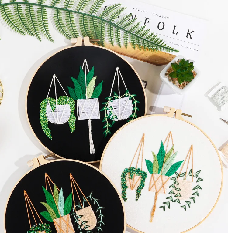 Art gift 3D diy cross stitch embroidery sets plant series handmade embroidery kits