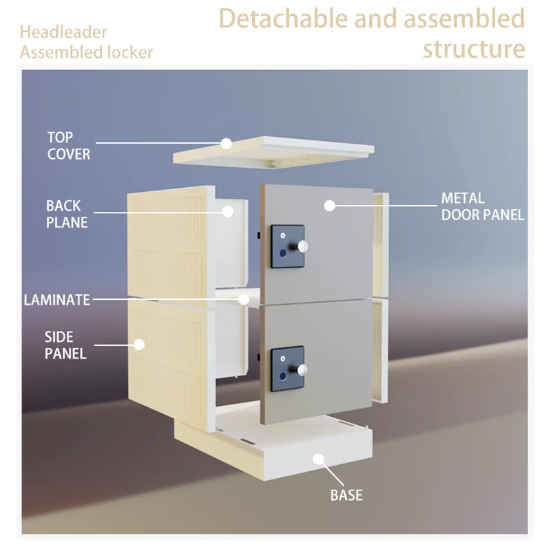 Headleader Smart Silent Fingerprint Lock Assembled Cabinet Luxury Metal Panel Locker for Hospitals Libraries Private Clubs