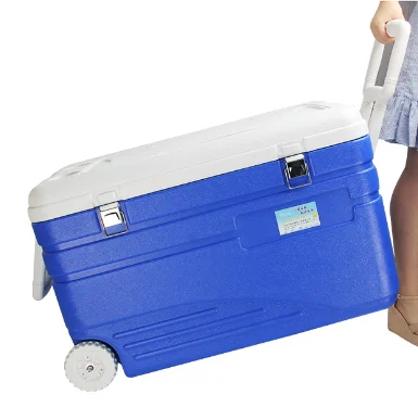 Food Shopping 55 Liters Cooler Box for Delivery with Handle and Wheels Outdoors Car container