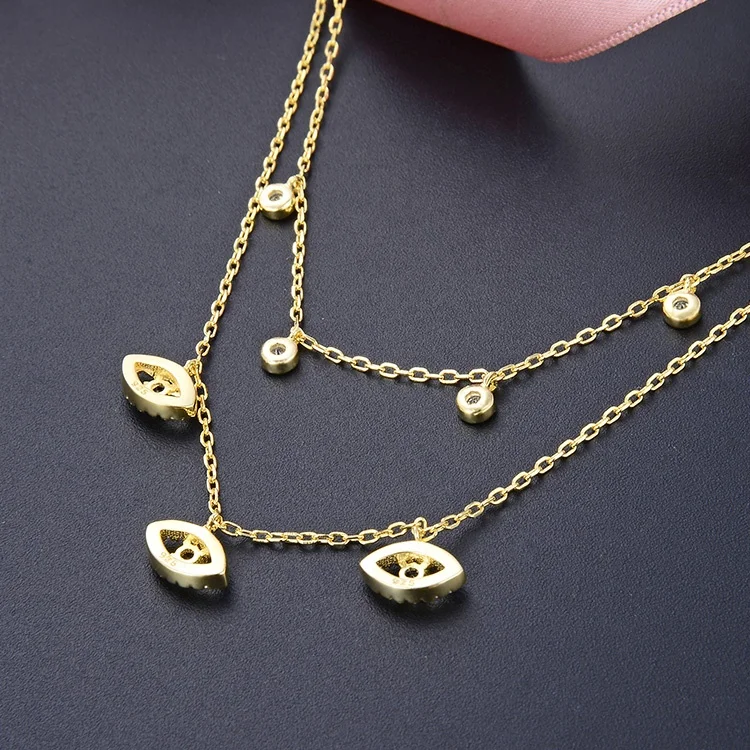 POLIVA 18K Gold Plated Evil Eye Boho Silver 925 Choker Necklace Sterling Silver Jewelry