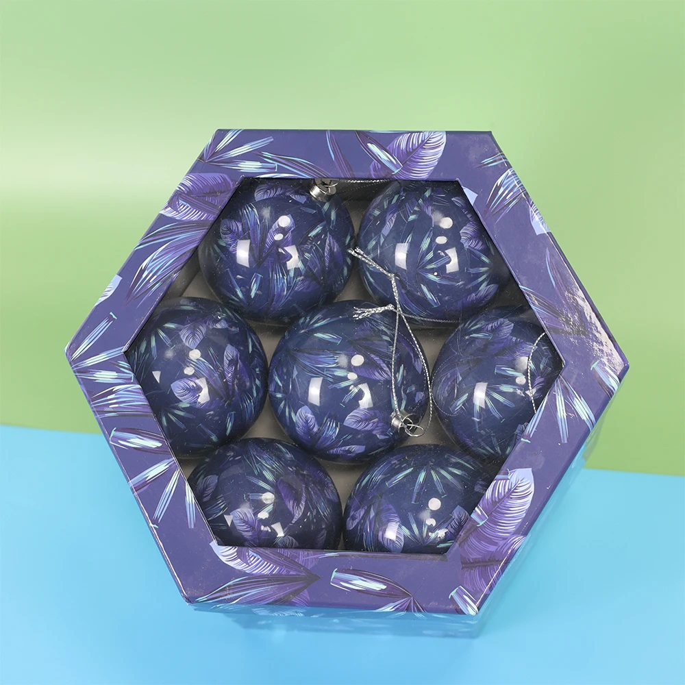 Custom Pattern Logo Shatterproof Bauble Decoupage Christmas Balls Blue Ornaments Bolas De Navidad For Xmas Tree Decorations