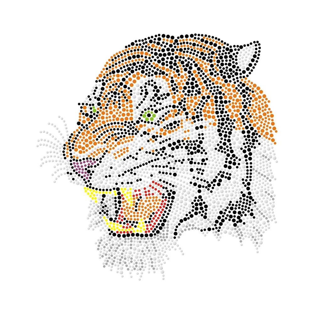 Wholesale Custom Tiger Rhinestone Transfer Custom Rhinestone Patches Iron On Garment