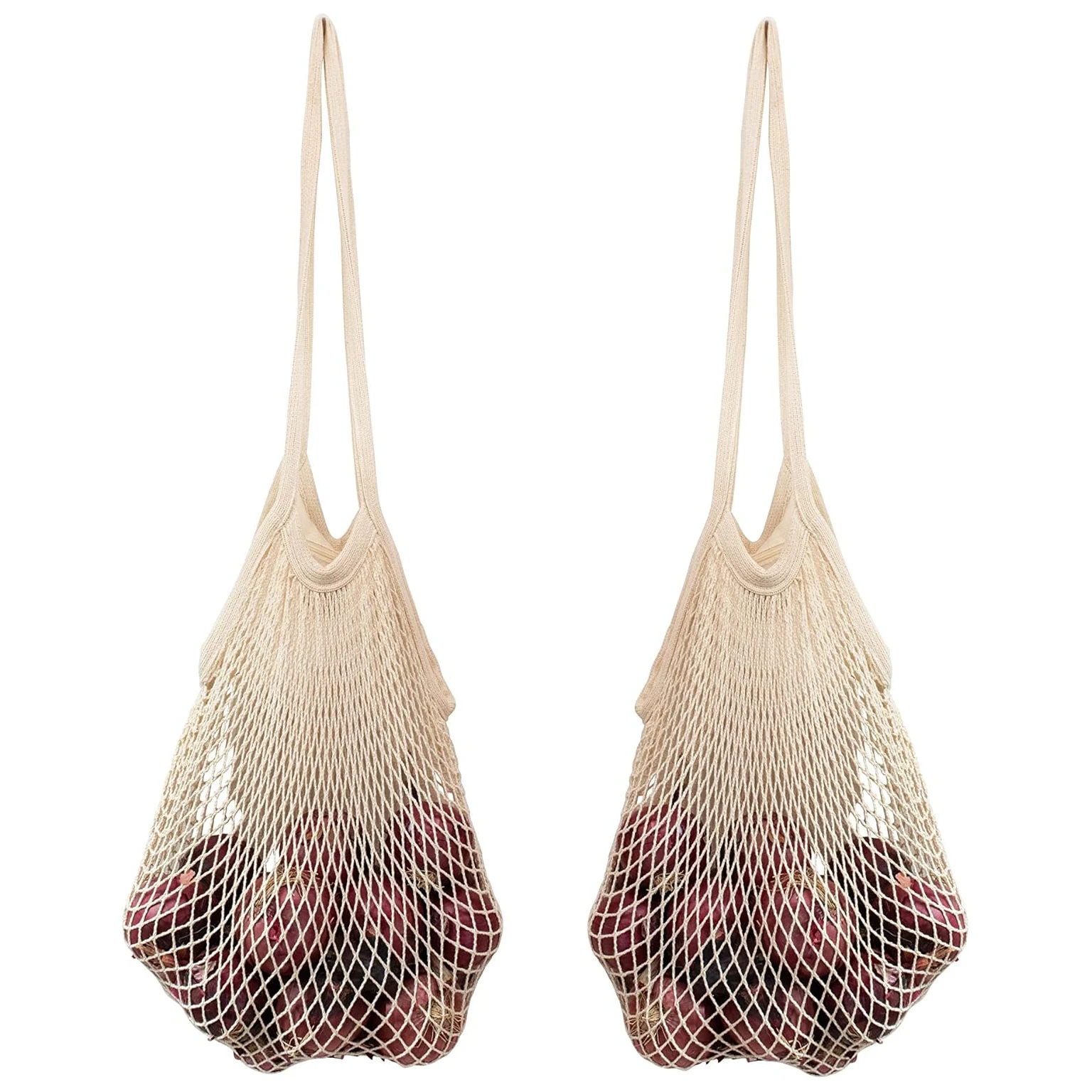 100% хлопчатобумажные Многоразовые моющиеся складные легкие воздушные сетчатые луковые пакеты для хранения картофеля лука чеснока