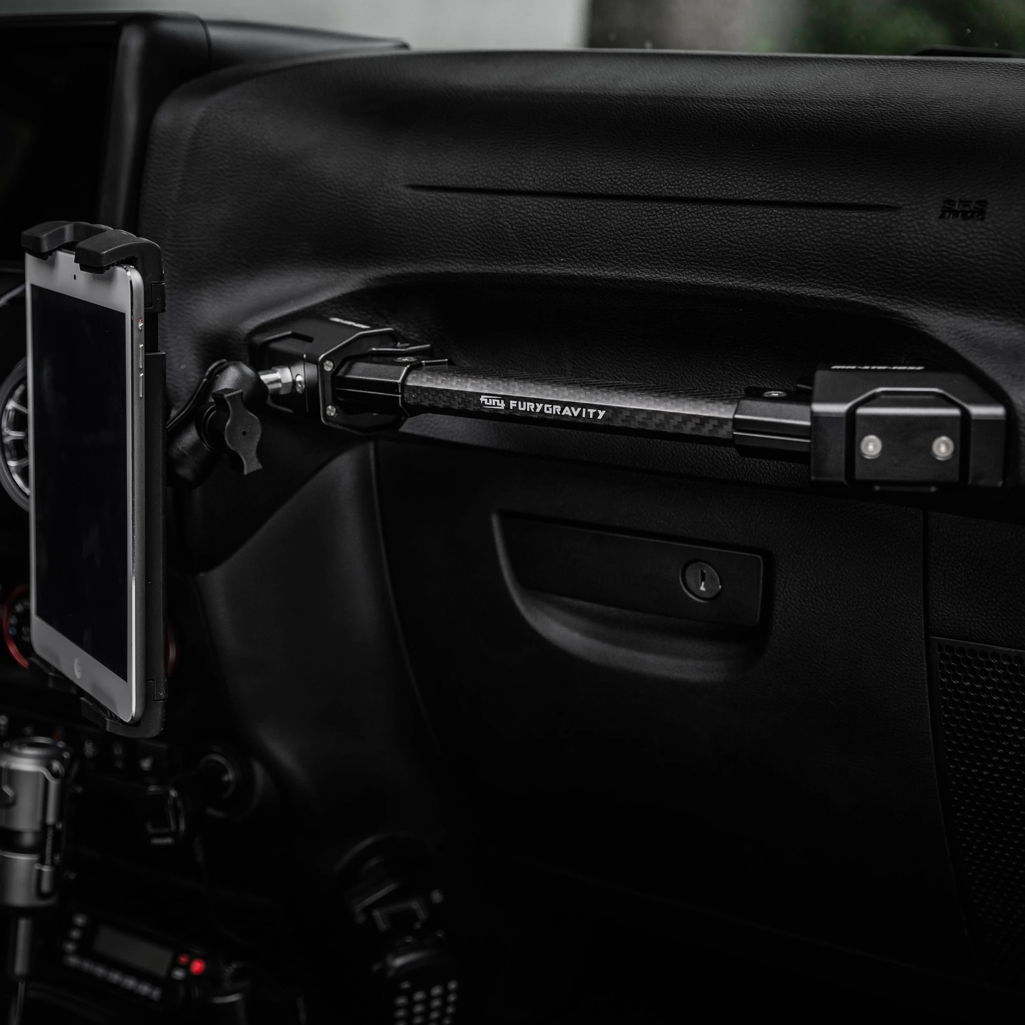 Fury 2007-2017 Accessories Carbon Fiber Co-pilot Expansion Kit with Phone Bracket for Jeep Wrangler JK