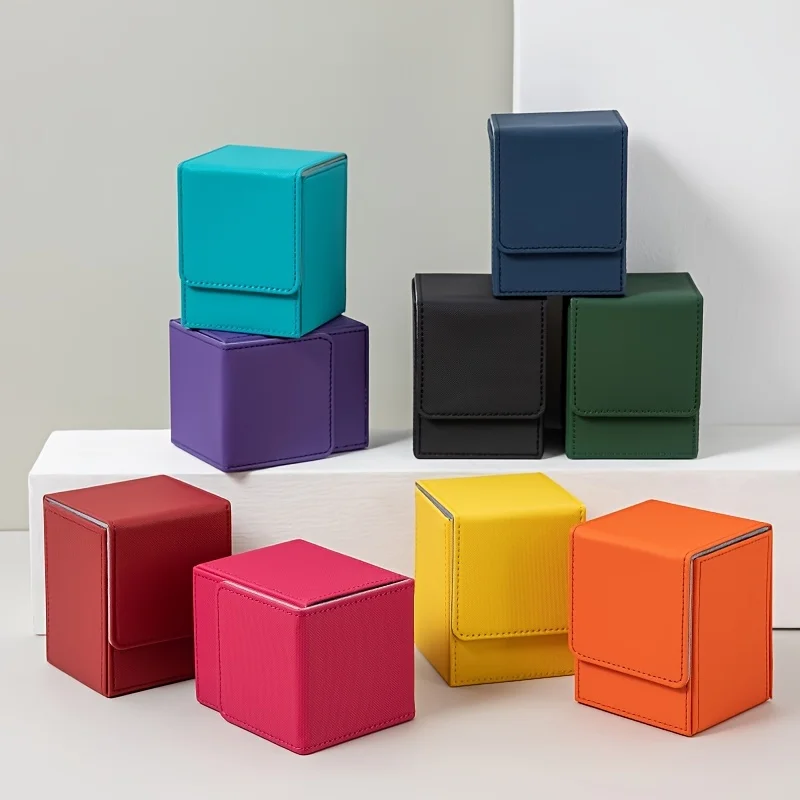 Premium Pu Leather Card Storage Box With Magnetic Flip Lid Holds 100 Sleeved Cards, Ideal For Yu-Gi-Oh MTG Sports Cards