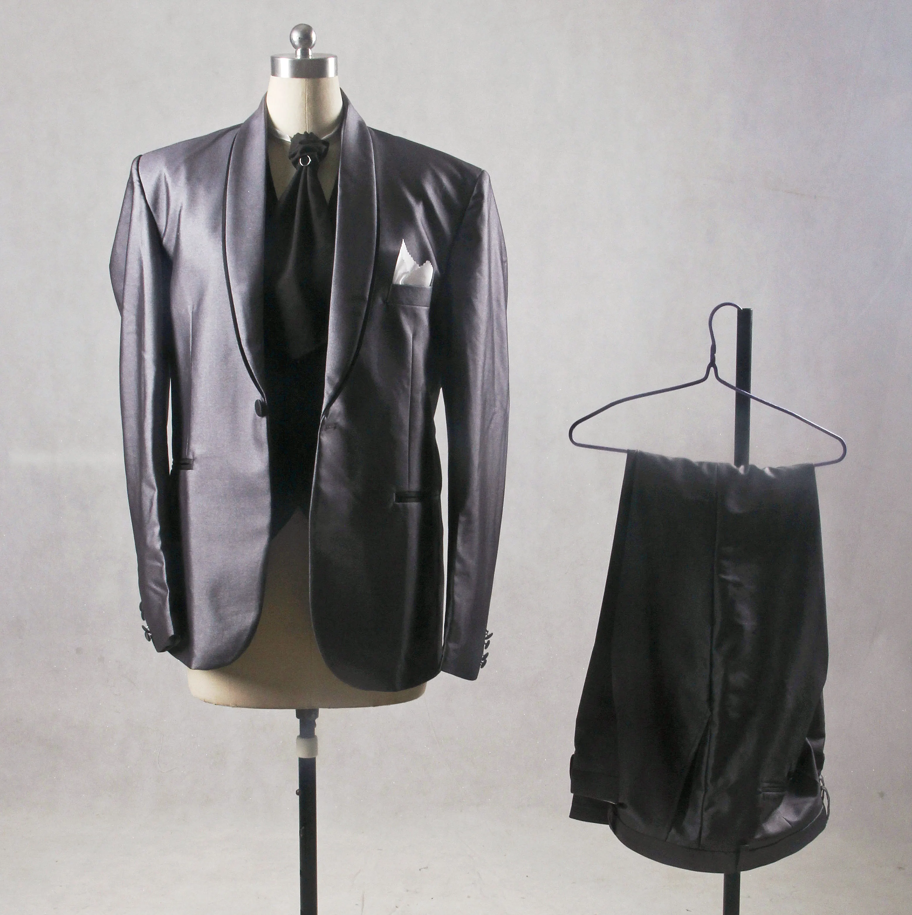 RSJ132 Yiaibridal 4 предмета костюм жилет галстук брюки мужская куртка серебристый жениха Серый