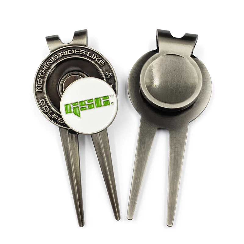 Personalized Metal Golf Accessories Design Pitch Fork Magnetic Hat Pin Clip Custom Logo Golf Divot Repair Tool Golf Ball Marker