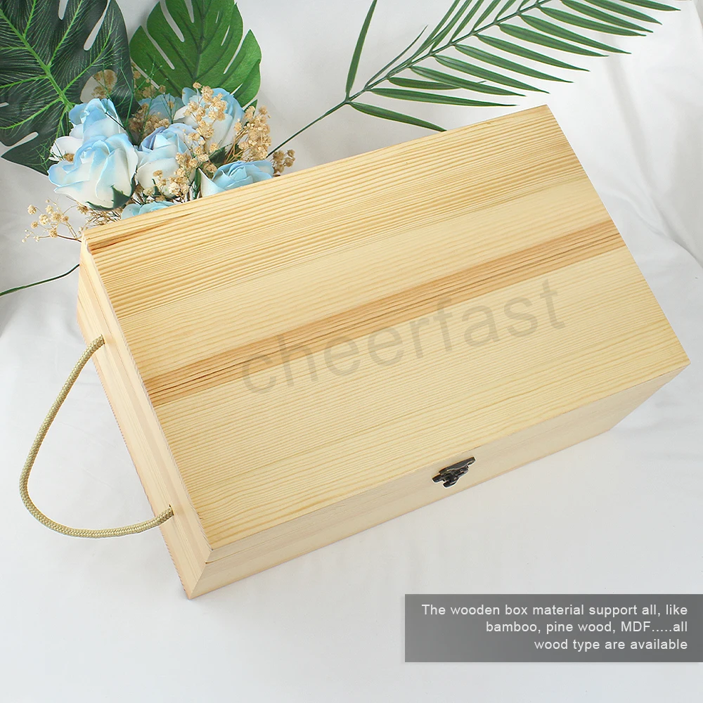 Customized Brand Simple Design Wood Keepsake Box With Hinged Lid Diy Crafting Gift Storage Box Premium Rectangle Wood Box