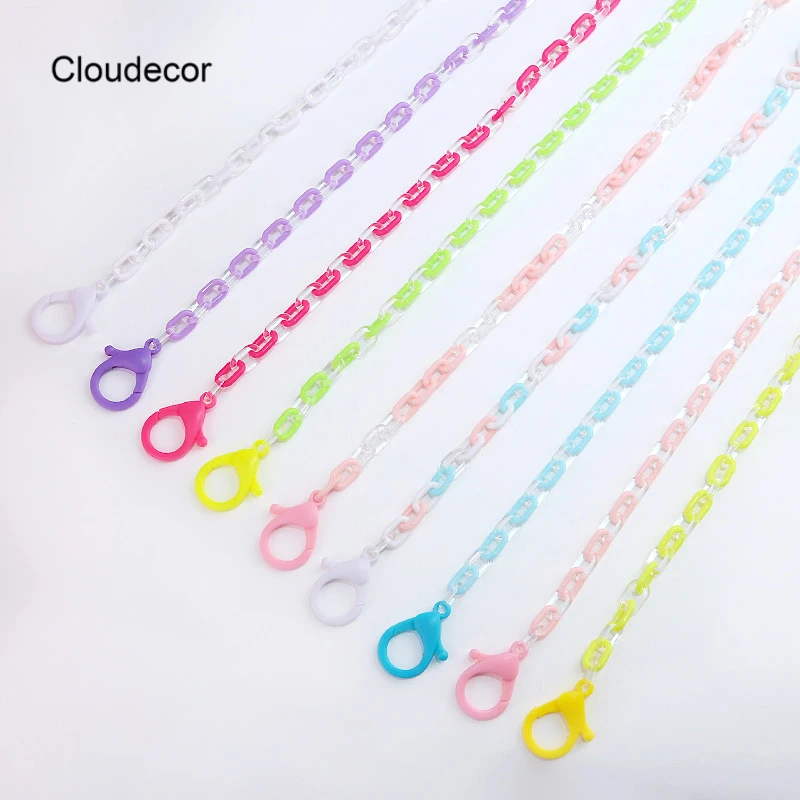 Новая Милая цветная тонкая прозрачная акриловая цепочка из звеньев для очков, ремешок в маске, шнурок, ожерелье для детей и женщин, цветная длина «сделай сам»