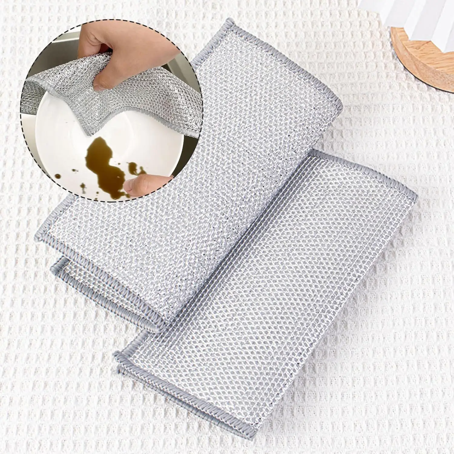 Mesh Cleaning Cloth Dish Towel Non-stick Oil Rag Steel  Wire Cleaning Rag Kitchen Pan Stove Clean Tools Dish Cloth Scouring Pad