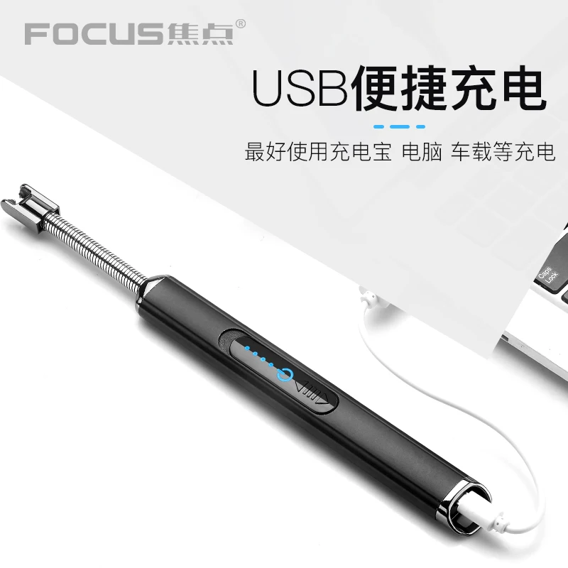 Zinc  Arc Lighter Electric Windproof Flameless Long USB Lighter for Kitchen BBQ Candle Lighter