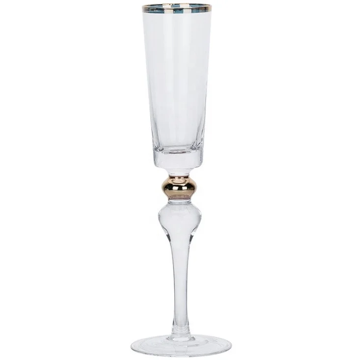 10 OZ Clear Gold Bead Red Wine Glass with Gold Rim