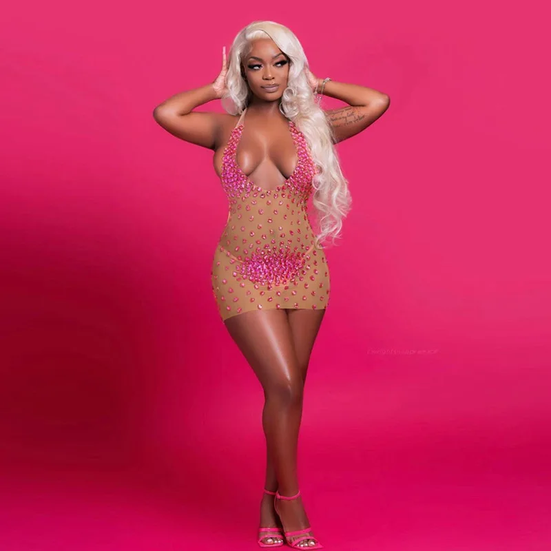 2023 летнее модное кружевное платье без рукавов с глубоким V-образным вырезом и открытой спиной