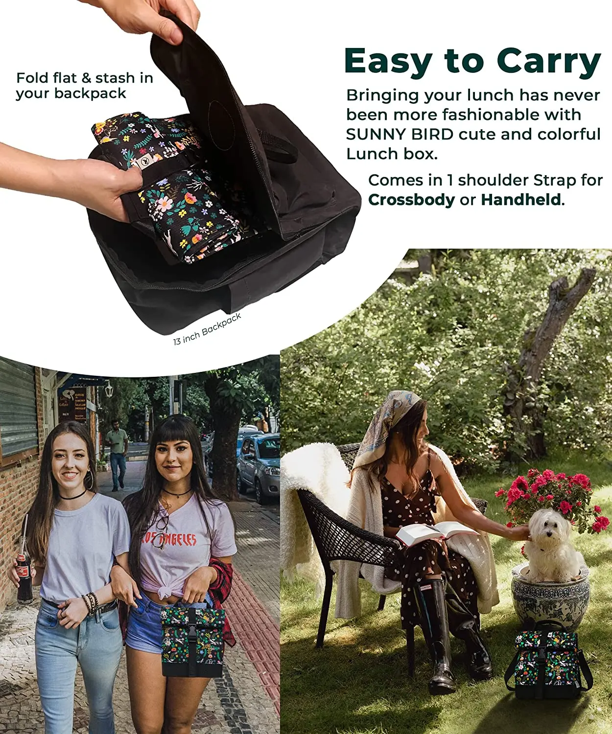 Multiple custom fashion Insulated Rolltop Lunch bag with high capacity handle carry bag