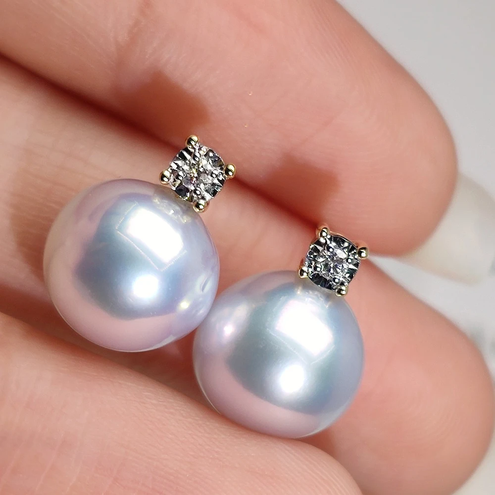 Princess Style Au750 18k 18ct Gold Diamonds Fine Jewelry Stud Earring Pendant Holder Mount Pearl Jewelry Finding Accessories