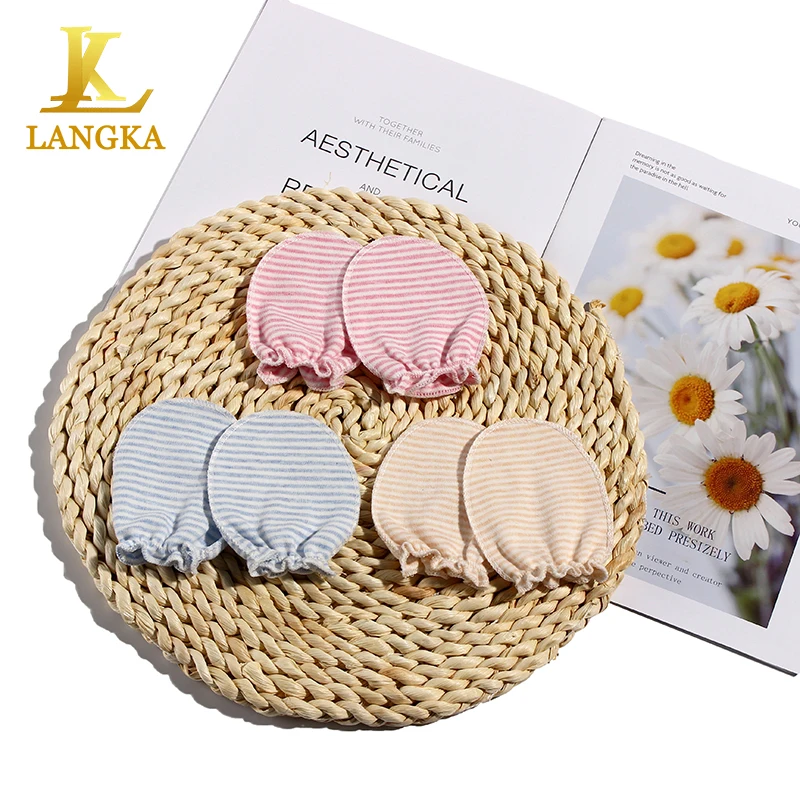 Langka gift for newborn baby 100% organic cotton knitted warm gloves scratch teething mittens