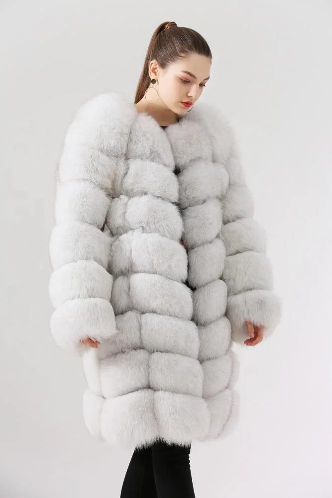 QIUCHEN- QC1885 NEW arrival high quality real fox fur coat jacket 90cm long women winter warm coat