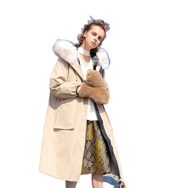 New Arrival Real Fur Coat Jacket Women Breathable Long Sleeve Liner Dermal Grass Warm Fur Lined Parka Real Fur Coat
