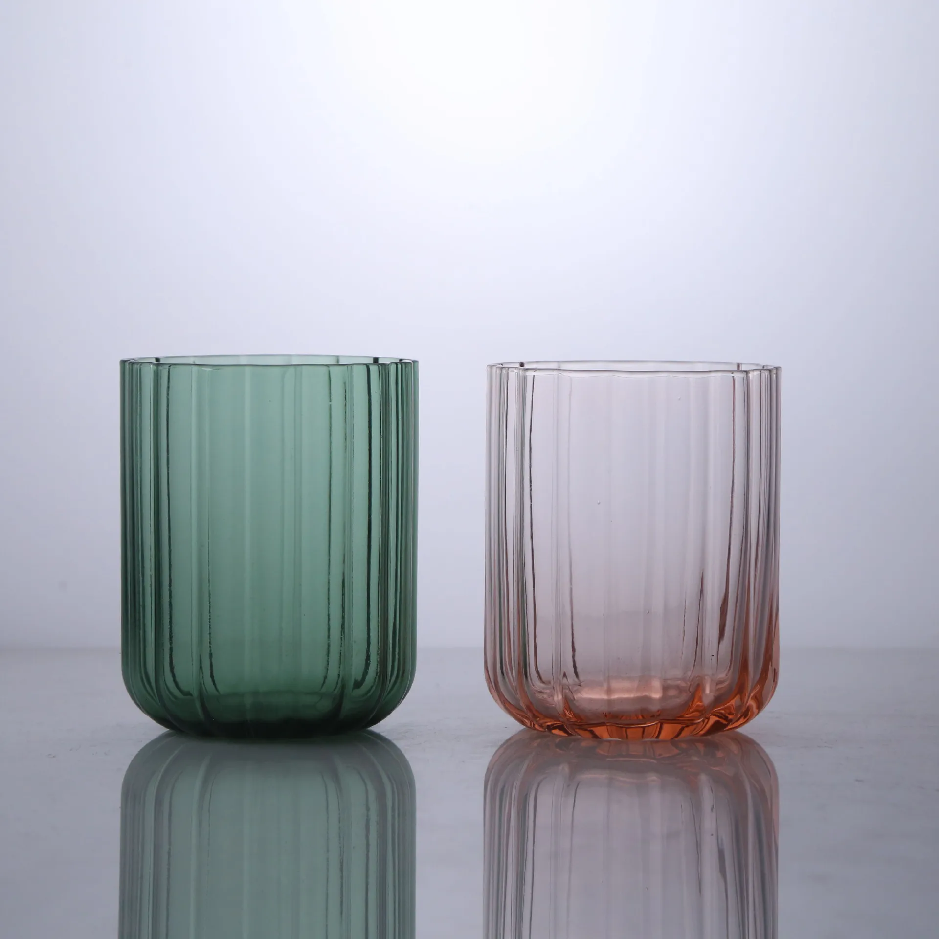 wholesale fancy flower wine goblets set red wine glass ribbed champagne flutes green water glass for wedding