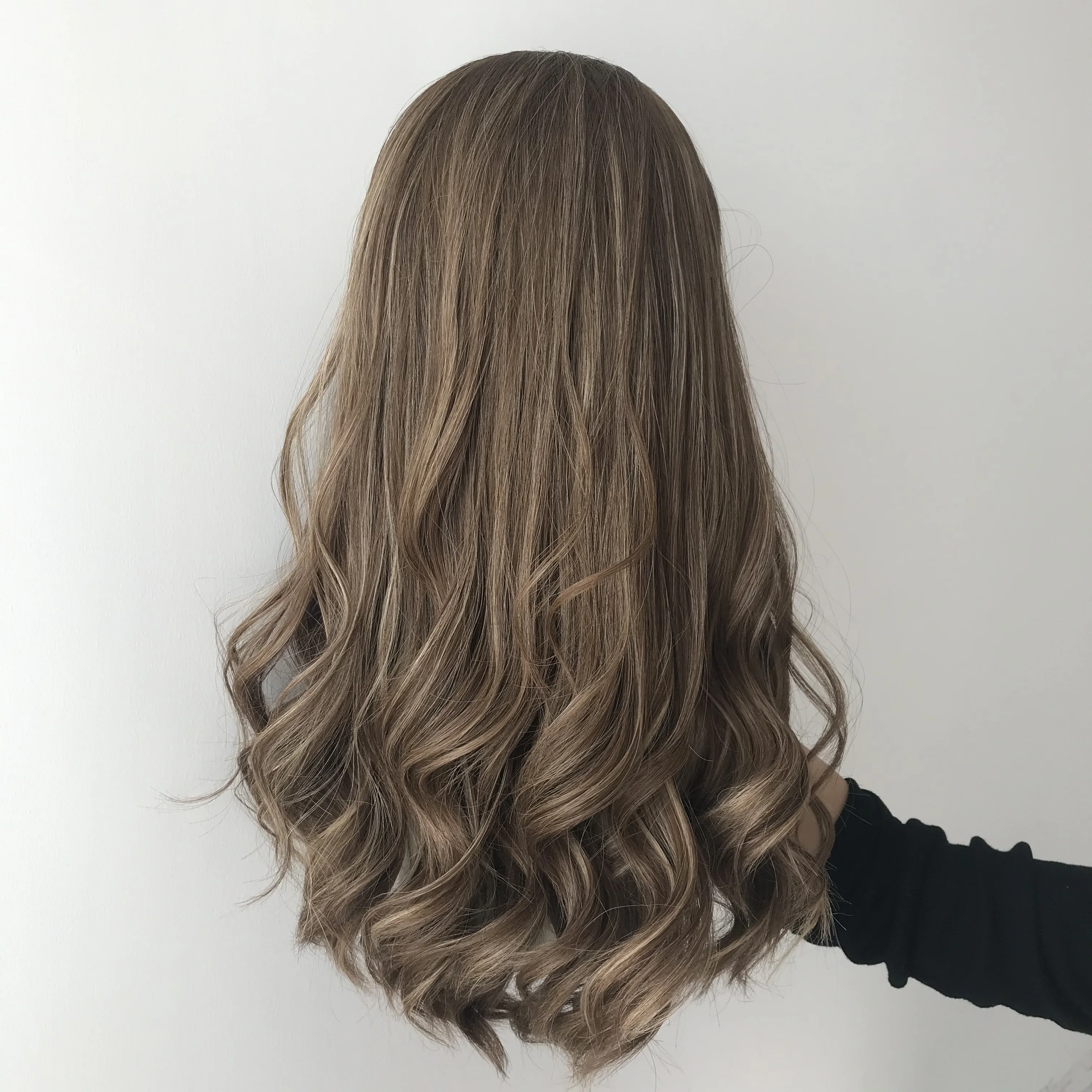 H Jewish Blonde Beige Highlight color 100% Virgin European human hair 4/3 band fall wig