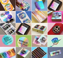 Personalized Holographic Label Printing Waterproof Logo Sticker Custom Vinyl Die Cut Hologram Sticker