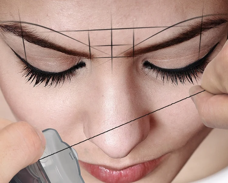 Eyebrow Positioning Line Box Ink Microblading  Measure Symmetry Marks 30M Tattoo Dyeing Tool Mapping String