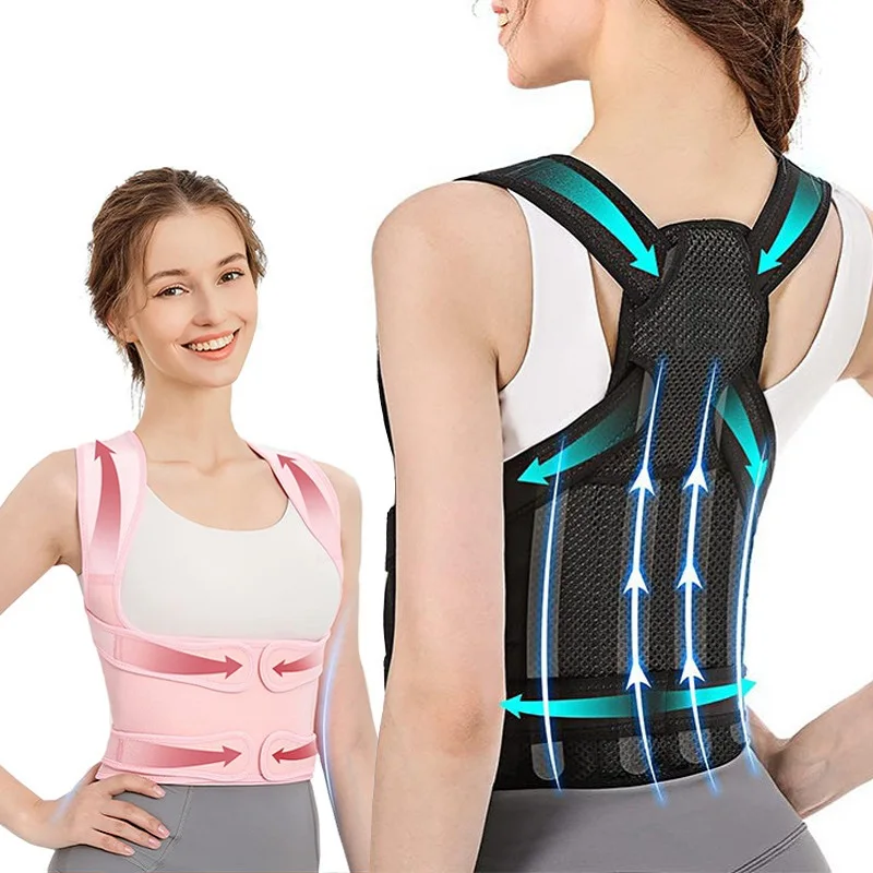 Neoprene Body Double Strap Pain Relief Hunchback Correction Lumbar Support Belt Spine Back Brace Posture Corrector for Women Men