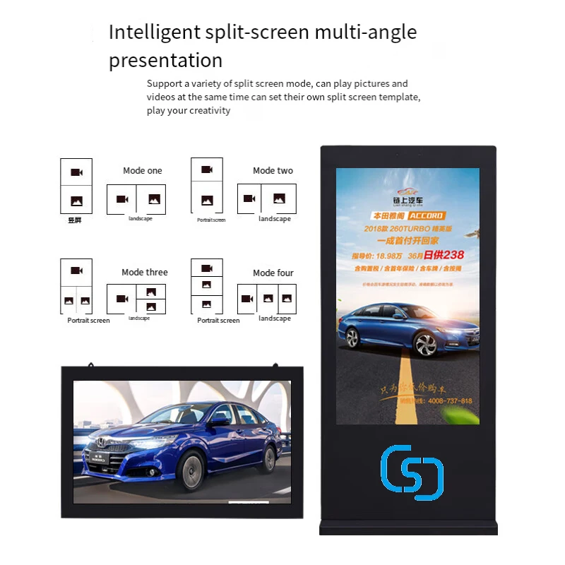 CSJ 55 65 75 Inch Standing Outdoor Waterproof Totem Infokiosk Ips Fhd Lcd Adverting Display Touch Screen With Customized