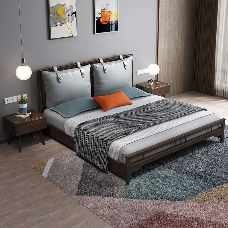 
Oak solid wood bed imported from Thailand modern simple American master bedroom double bed manufacturer direct purchase 