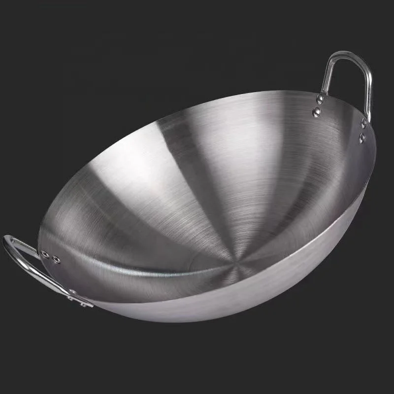 Traditional Cookware Wok  Restaurant Cooking Chinese Double Handle Stainless Steel  Kitchen Practical Extra Large Wok Pan