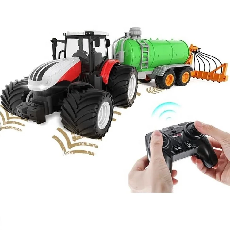 Remote Control Tractor Toy Barrel Trailer with Spread Tubes Front Loader RC Truck Farm Vehicle Toys