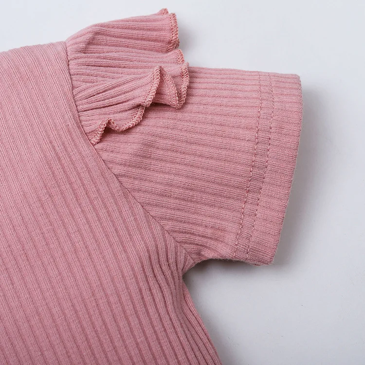 
0-12 months infant short sleeve baby solid 100% cotton romper suit for girl 