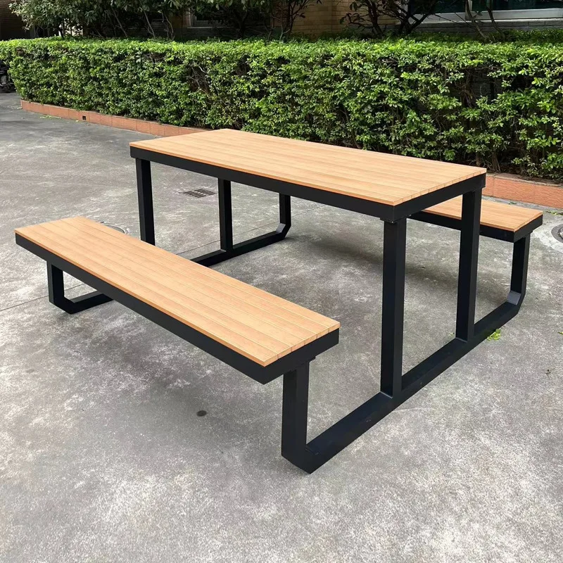 restaurant commercial mall public area WPC top aluminum frame waterproof strong outdoor dining area beer table chair set