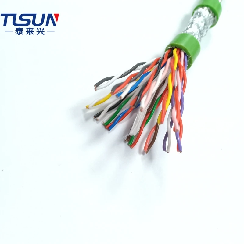 PUR гибкий 32 сердцевины 16 пара 0.25mm2 витая пара экранированный кабель