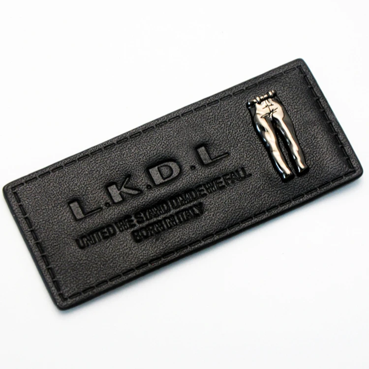 Custom Emboss leather bags labels brand metal logo leather patches
