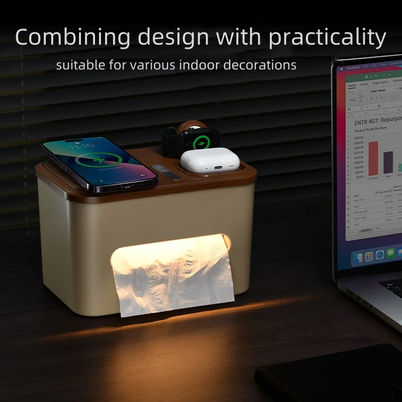 Smart Home Lighting Intelligent Sensing Night Light Mobile Phone Earphones Watch Wireless Charging Tissue Box Light