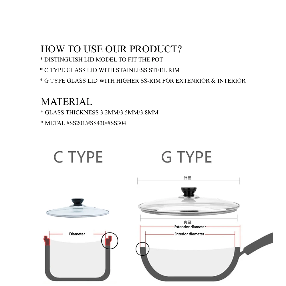 cookware sets glass lid G type 24CM