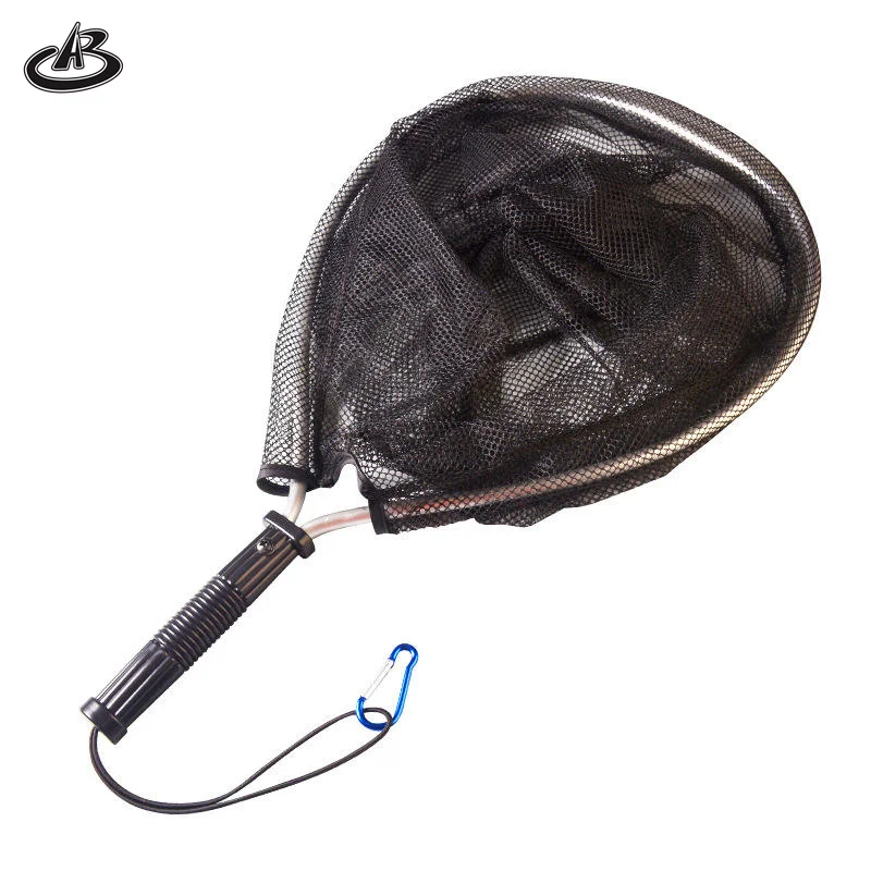 Black Knotless Net Stainless Handle Nylon Fishing Landing Net PVC Coating Fly Fishing Landing Net For Rustproof