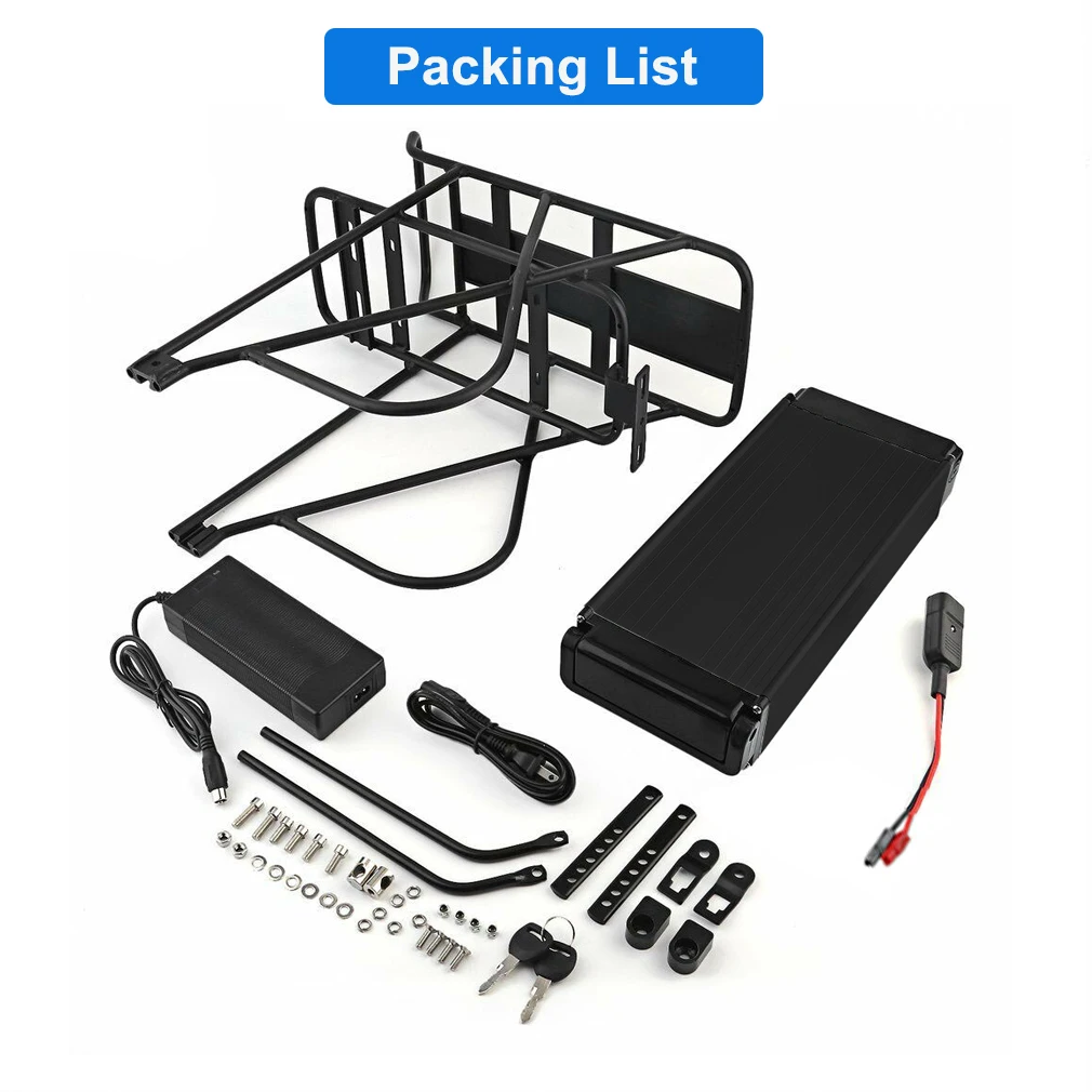 Rear Rack 36v 48v 52v 15ah Lithium Ion Battery Ebike Battery For 350w 500w 750w 1000w Electric Bike