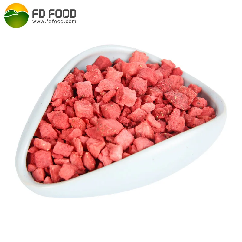 Lujia freeze dry strawberry cube 5*5mm or freeze-dried strawberry dice 10*10mm with sugar bulk freeze dried strawberry