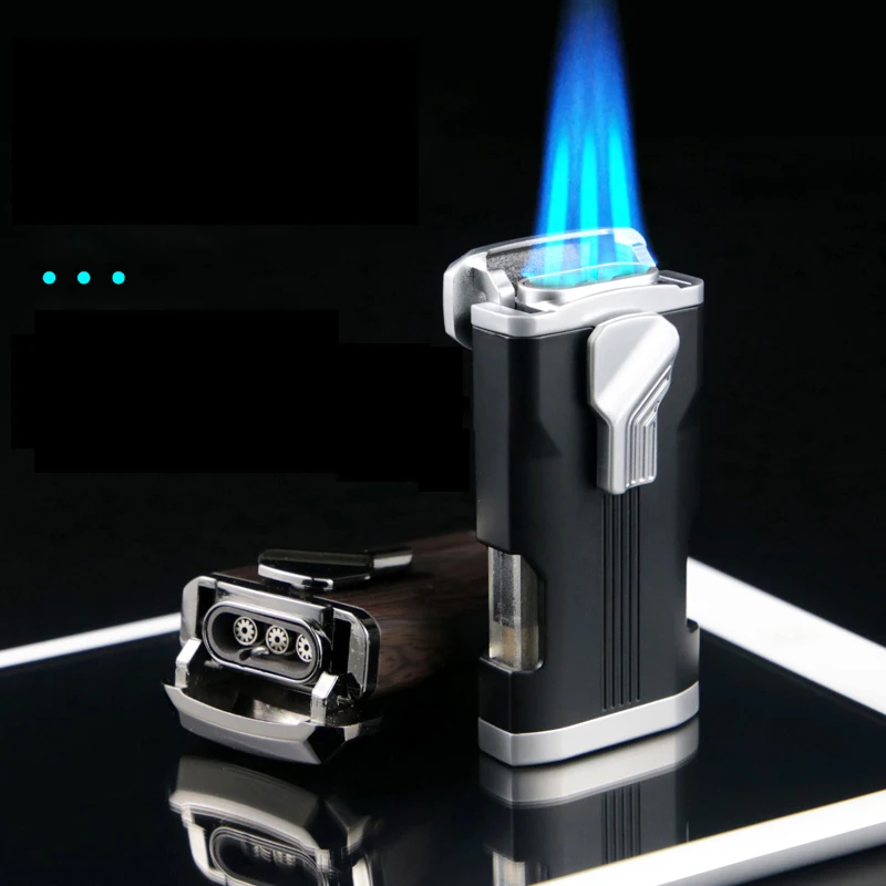 2024 сигарная Зажигалка DEBANG новый продукт бутановый прикуриватель с тремя пламенями настраиваемый